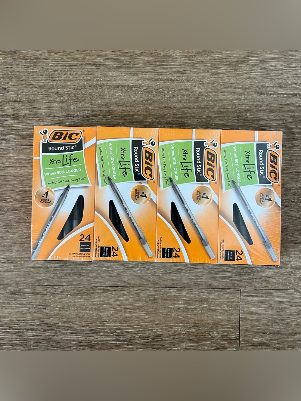 NWT BIC Round Stic Xtra Life, Medium Point, 96 ct., Black